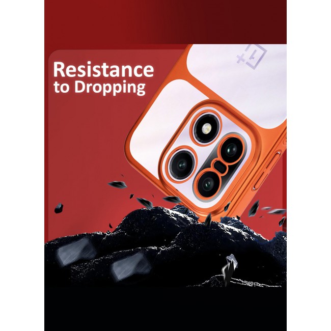 MARGOUN Slim Protective PC Cover for OnePlus 15 - Reinforced Corners and Camera Lens Protection Clear - Side Orange-1