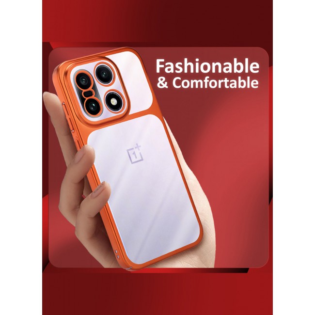 MARGOUN Slim Protective PC Cover for OnePlus 15 - Reinforced Corners and Camera Lens Protection Clear - Side Orange-1
