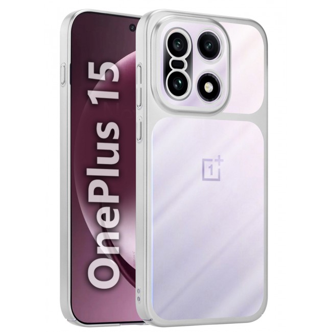 MARGOUN Slim Protective PC Cover for OnePlus 15 - Reinforced Corners and Camera Lens Protection Clear - Side Silver-1