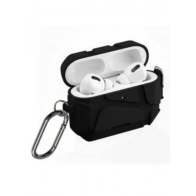 MARGOUN Heavy-Duty Protective Case for AirPods Pro 3 with Secure Lock, Keychain Clip and LED Window black
