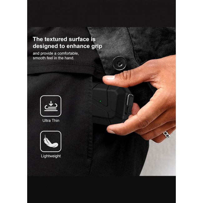MARGOUN Heavy-Duty Protective Case for AirPods Pro 3 with Secure Lock, Keychain Clip and LED Window black
