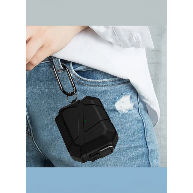 MARGOUN Heavy-Duty Protective Case for AirPods Pro 3 with Secure Lock, Keychain Clip and LED Window black