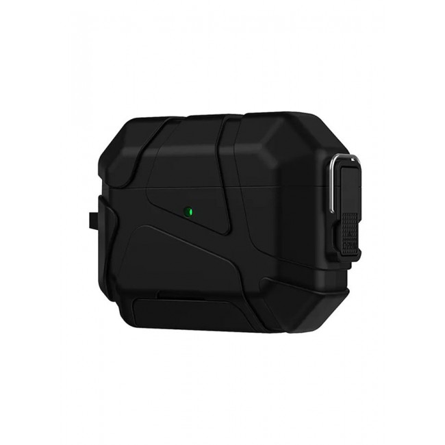 MARGOUN Heavy-Duty Protective Case for AirPods Pro 3 with Secure Lock, Keychain Clip and LED Window black