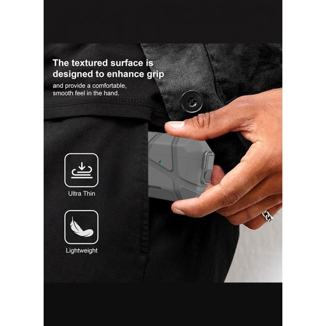 MARGOUN Heavy-Duty Protective Case for AirPods Pro 3 with Secure Lock, Keychain Clip and LED Window grey