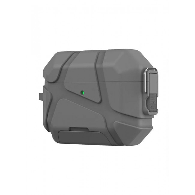 MARGOUN Heavy-Duty Protective Case for AirPods Pro 3 with Secure Lock, Keychain Clip and LED Window grey