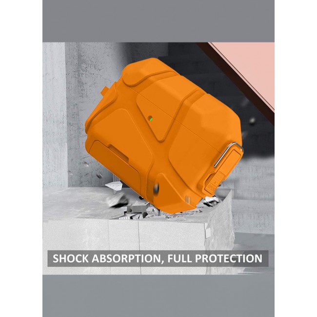 MARGOUN Heavy-Duty Protective Case for AirPods Pro 3 with Secure Lock, Keychain Clip and LED Window orange