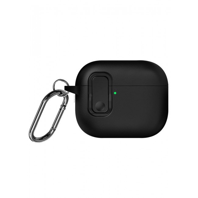 MARGOUN AirPods Pro 3 Leather Case with Snap Closure and Integrated Keychain - Protective Case black