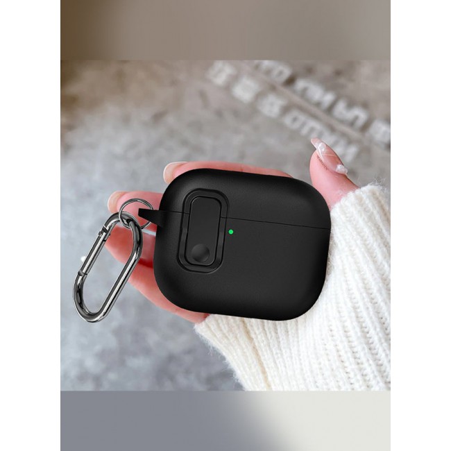 MARGOUN AirPods Pro 3 Leather Case with Snap Closure and Integrated Keychain - Protective Case black
