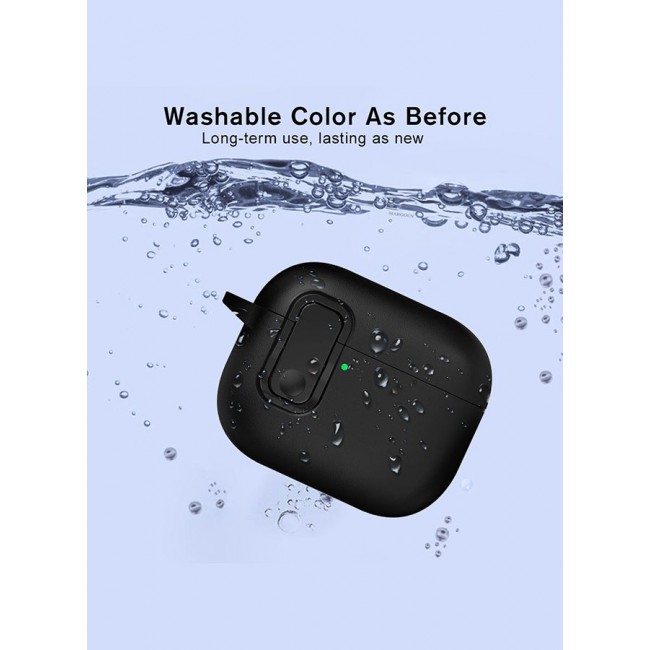 MARGOUN AirPods Pro 3 Leather Case with Snap Closure and Integrated Keychain - Protective Case black