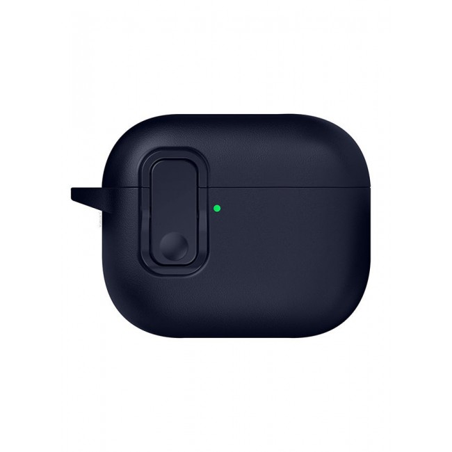 MARGOUN AirPods Pro 3 Leather Case with Snap Closure and Integrated Keychain - Protective Case blue
