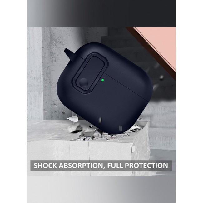 MARGOUN AirPods Pro 3 Leather Case with Snap Closure and Integrated Keychain - Protective Case blue