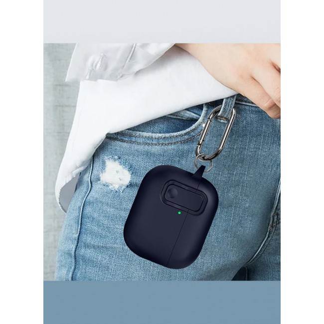 MARGOUN AirPods Pro 3 Leather Case with Snap Closure and Integrated Keychain - Protective Case blue
