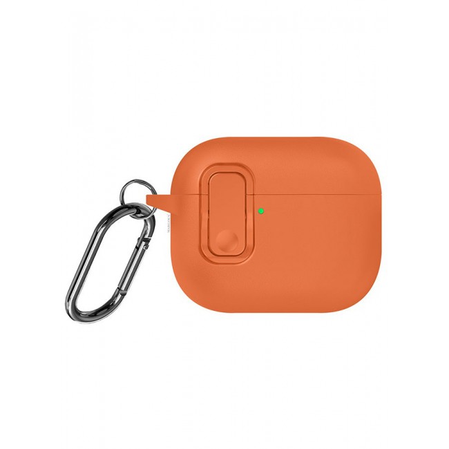 MARGOUN AirPods Pro 3 Leather Case with Snap Closure and Integrated Keychain - Protective Case orange