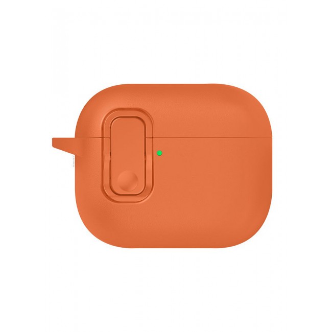 MARGOUN AirPods Pro 3 Leather Case with Snap Closure and Integrated Keychain - Protective Case orange