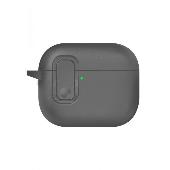 MARGOUN AirPods Pro 3 Leather Case with Snap Closure and Integrated Keychain - Protective Case grey