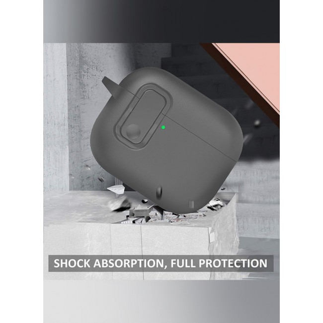 MARGOUN AirPods Pro 3 Leather Case with Snap Closure and Integrated Keychain - Protective Case grey