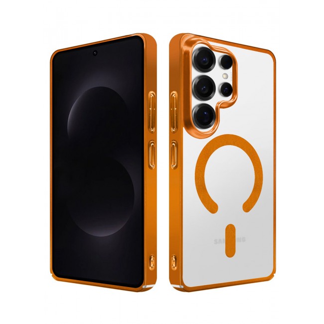 MARGOUN Magnetic Electroplated Protective Case for S26 Ultra - Transparent Back and Lens Shield Cosmic Orange