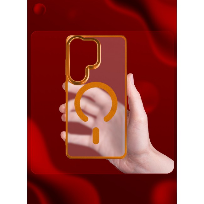 MARGOUN Magnetic Electroplated Protective Case for S26 Ultra - Transparent Back and Lens Shield Cosmic Orange