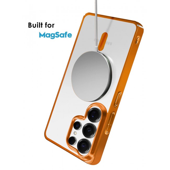 MARGOUN Magnetic Electroplated Protective Case for S26 Ultra - Transparent Back and Lens Shield Cosmic Orange