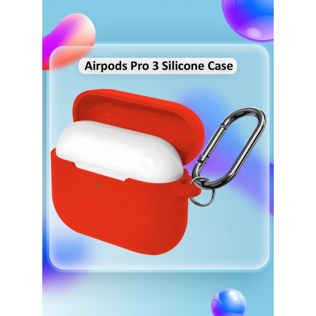 MARGOUN Compatible With AirPods Pro 3 (3rd Generation) 2025 Case Cover Silicone Protective with Keychain – Shock-Resistant And Anti-Scratch- Red red