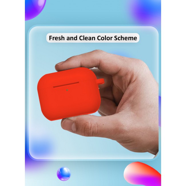MARGOUN Compatible With AirPods Pro 3 (3rd Generation) 2025 Case Cover Silicone Protective with Keychain – Shock-Resistant And Anti-Scratch- Red red