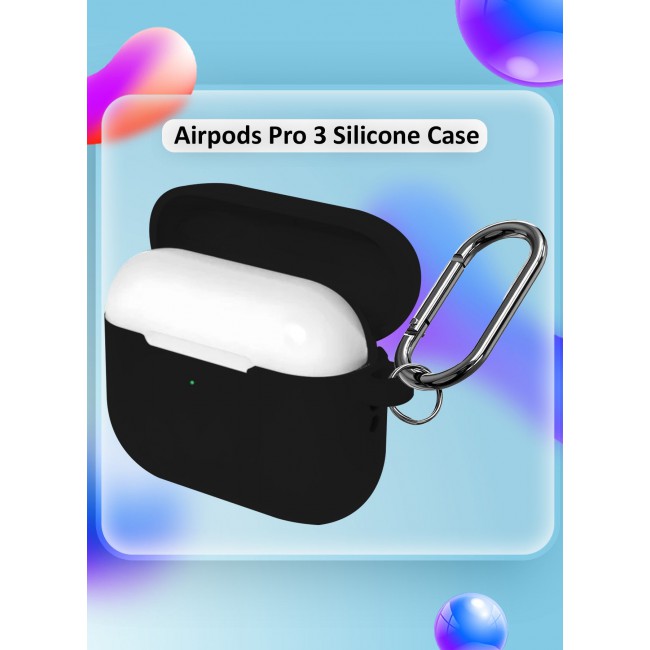 MARGOUN Compatible With AirPods Pro 3 (3rd Generation) 2025 Case Cover Silicone Protective with Keychain – Shock-Resistant And Anti-Scratch- Black black