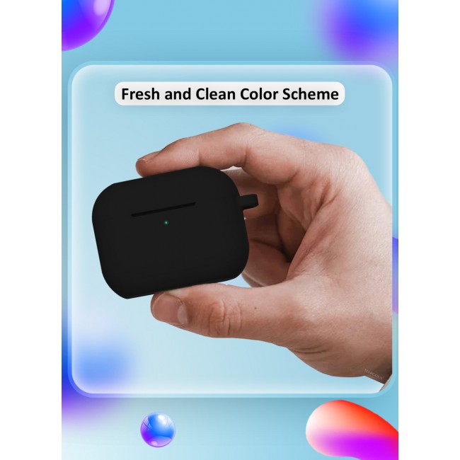 MARGOUN Compatible With AirPods Pro 3 (3rd Generation) 2025 Case Cover Silicone Protective with Keychain – Shock-Resistant And Anti-Scratch- Black black