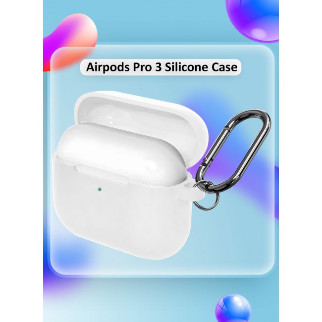 MARGOUN Compatible With AirPods Pro 3 (3rd Generation) 2025 Case Cover Silicone Protective with Keychain – Shock-Resistant And Anti-Scratch- White white