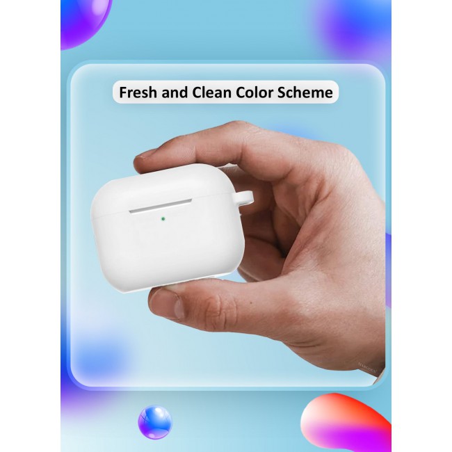 MARGOUN Compatible With AirPods Pro 3 (3rd Generation) 2025 Case Cover Silicone Protective with Keychain – Shock-Resistant And Anti-Scratch- White white