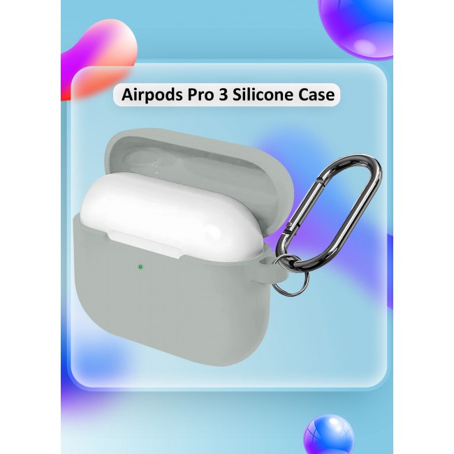 MARGOUN Compatible With AirPods Pro 3 (3rd Generation) 2025 Case Cover Silicone Protective with Keychain – Shock-Resistant And Anti-Scratch- Grey grey
