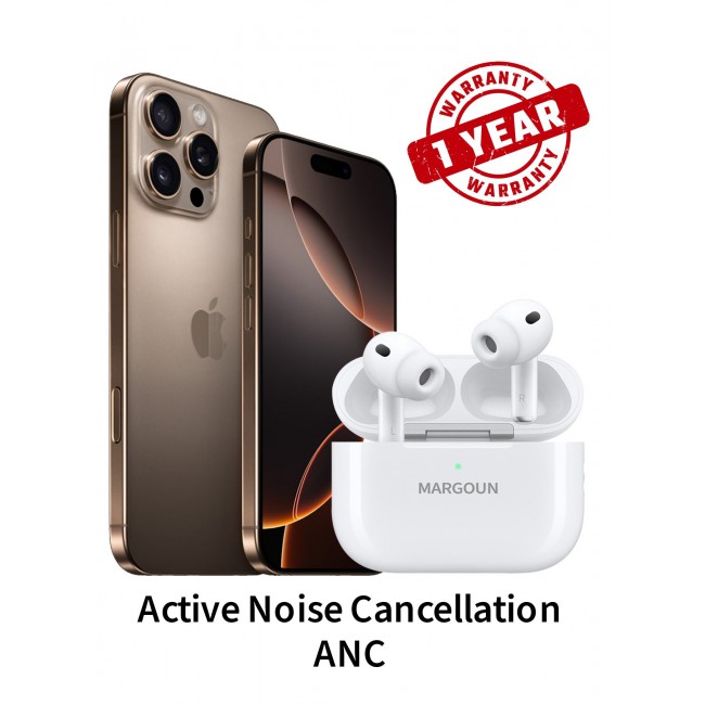 MARGOUN Elite Edition Wireless Earbuds Pro 3 (3rd Generation) 2026 with Active Noise Cancelation ANC and 30-Hour Battery Life for Apple iPhone 16 Pro Max - White white-16PM
