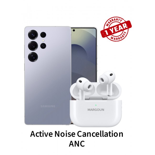 MARGOUN Wireless Earbuds Pro 2 (2rd Generation) 2022 with Active Noise Cancelation ANC , Adaptive Transparency and 30-Hour Battery Life for Samsung Galaxy S25 Ultra - White White-S25U