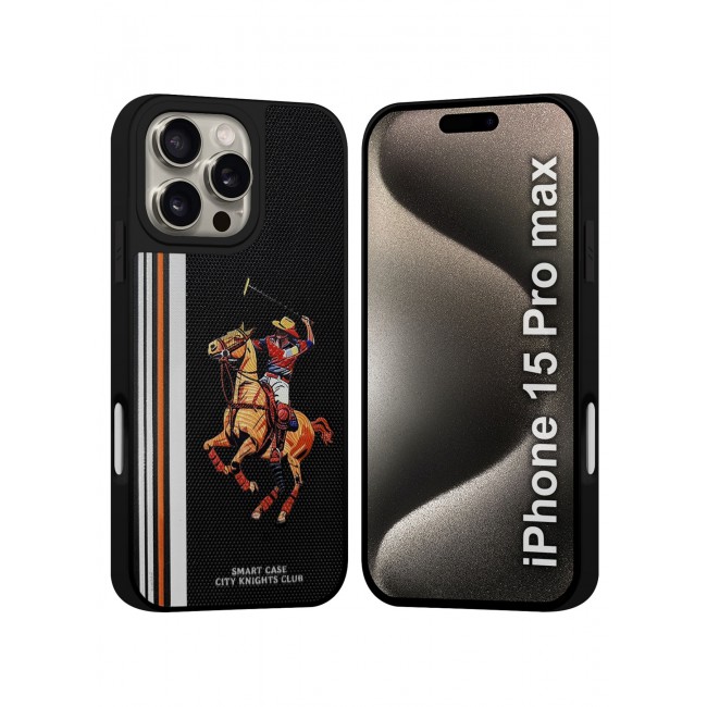 MARGOUN For iPhone 15 Pro Max Case With City's Knight Club Horse Rider Design - Heavy Duty Shockproof Protective Cover, Durable & Anti-Scratch - Black