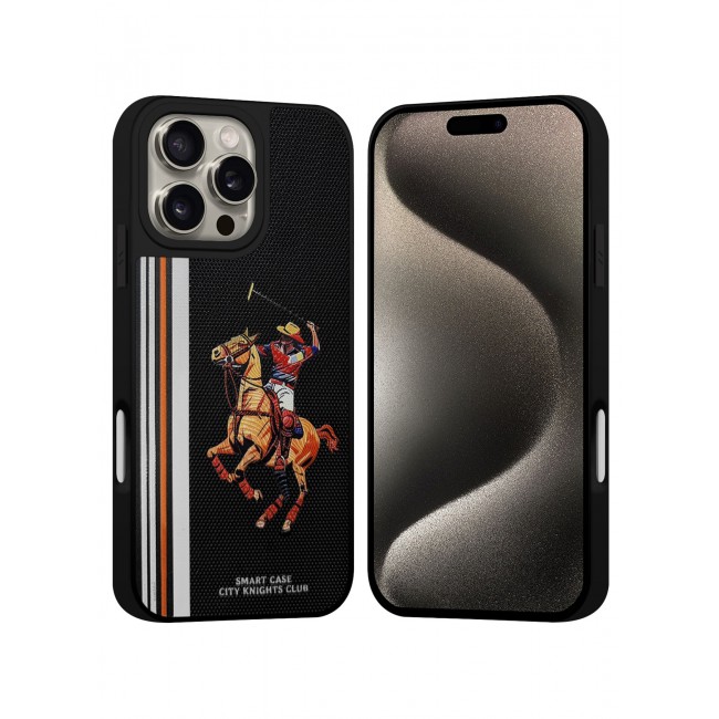 MARGOUN For iPhone 15 Pro Max Case With City's Knight Club Horse Rider Design - Heavy Duty Shockproof Protective Cover, Durable & Anti-Scratch - Black
