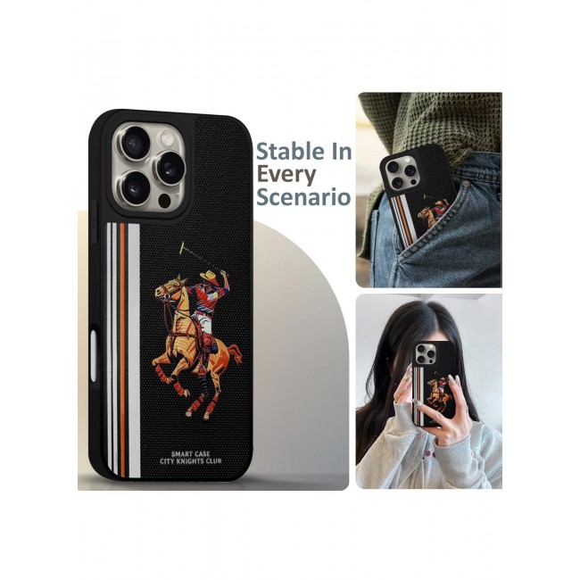 MARGOUN For iPhone 15 Pro Max Case With City's Knight Club Horse Rider Design - Heavy Duty Shockproof Protective Cover, Durable & Anti-Scratch - Black