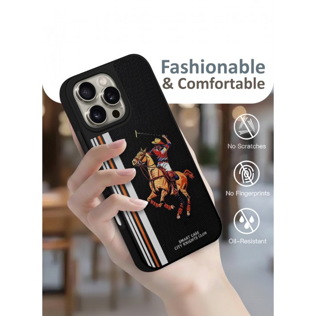MARGOUN For iPhone 15 Pro Max Case With City's Knight Club Horse Rider Design - Heavy Duty Shockproof Protective Cover, Durable & Anti-Scratch - Black