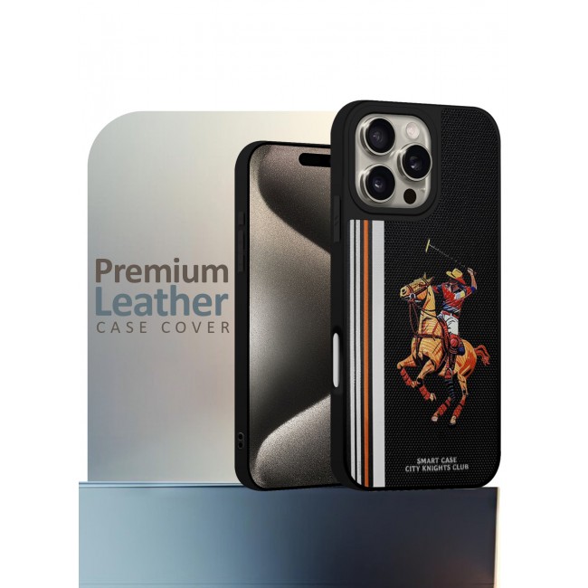 MARGOUN For iPhone 15 Pro Max Case With City's Knight Club Horse Rider Design - Heavy Duty Shockproof Protective Cover, Durable & Anti-Scratch - Black