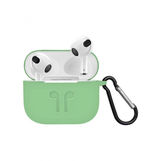 MARGOUN Compatible With AirPods 3 (3rd Generation) 2021 Soft Silicone Case Cover with Keychain - Shock-Resistant And Anti-Scratch- Lightgreen Lightgreen