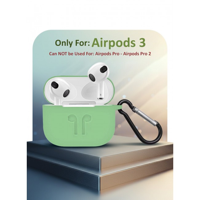 MARGOUN Compatible With AirPods 3 (3rd Generation) 2021 Soft Silicone Case Cover with Keychain - Shock-Resistant And Anti-Scratch- Lightgreen Lightgreen