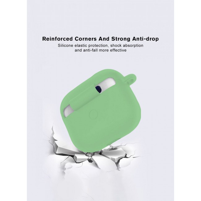 MARGOUN Compatible With AirPods 3 (3rd Generation) 2021 Soft Silicone Case Cover with Keychain - Shock-Resistant And Anti-Scratch- Lightgreen Lightgreen