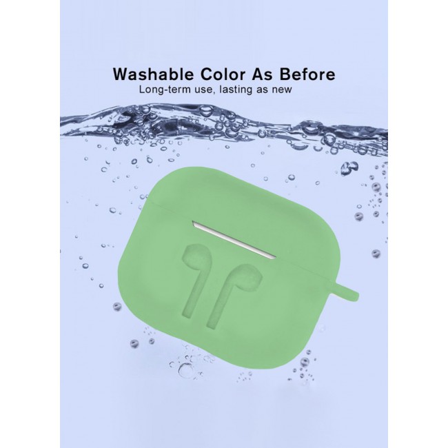 MARGOUN Compatible With AirPods 3 (3rd Generation) 2021 Soft Silicone Case Cover with Keychain - Shock-Resistant And Anti-Scratch- Lightgreen Lightgreen