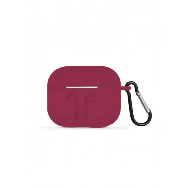 MARGOUN Compatible With AirPods 3 (3rd Generation) 2021 Soft Silicone Case Cover with Keychain - Shock-Resistant And Anti-Scratch- Maroon Maroon