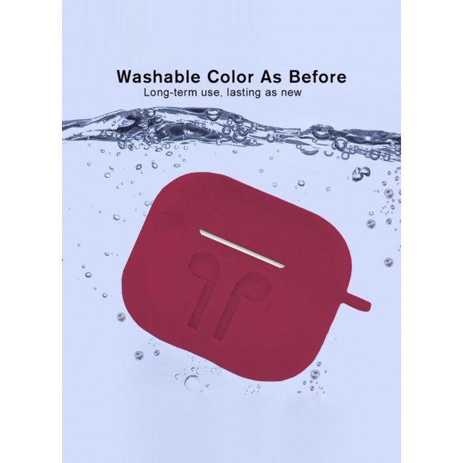 MARGOUN Compatible With AirPods 3 (3rd Generation) 2021 Soft Silicone Case Cover with Keychain - Shock-Resistant And Anti-Scratch- Maroon Maroon