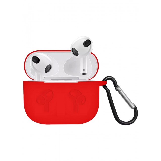 MARGOUN Compatible With AirPods 3 (3rd Generation) 2021 Soft Silicone Case Cover with Keychain - Shock-Resistant And Anti-Scratch- Red red