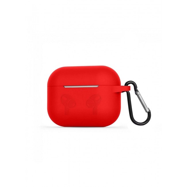 MARGOUN Compatible With AirPods 3 (3rd Generation) 2021 Soft Silicone Case Cover with Keychain - Shock-Resistant And Anti-Scratch- Red red
