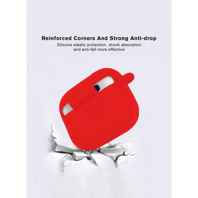MARGOUN Compatible With AirPods 3 (3rd Generation) 2021 Soft Silicone Case Cover with Keychain - Shock-Resistant And Anti-Scratch- Red red