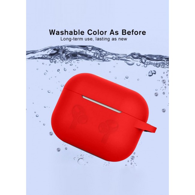 MARGOUN Compatible With AirPods 3 (3rd Generation) 2021 Soft Silicone Case Cover with Keychain - Shock-Resistant And Anti-Scratch- Red red