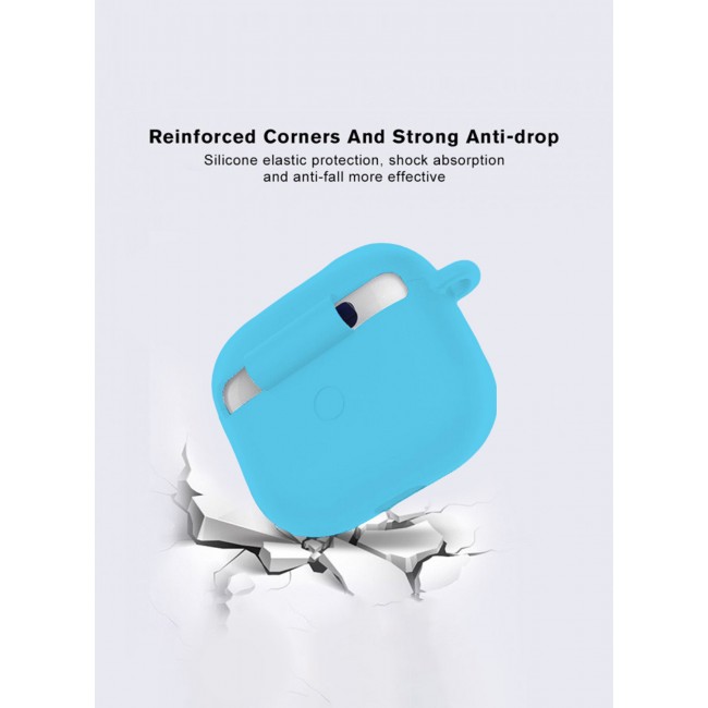 MARGOUN Compatible With AirPods 3 (3rd Generation) 2021 Soft Silicone Case Cover with Keychain - Shock-Resistant And Anti-Scratch- Lightblue Lightblue
