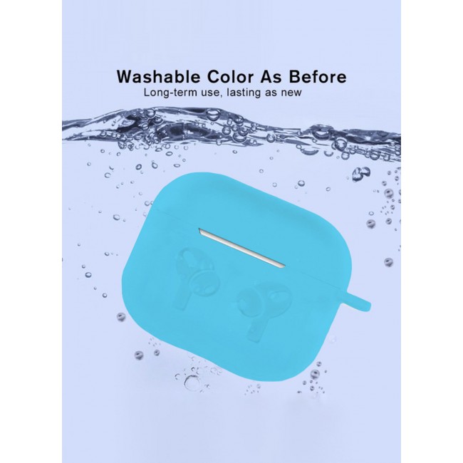 MARGOUN Compatible With AirPods 3 (3rd Generation) 2021 Soft Silicone Case Cover with Keychain - Shock-Resistant And Anti-Scratch- Lightblue Lightblue