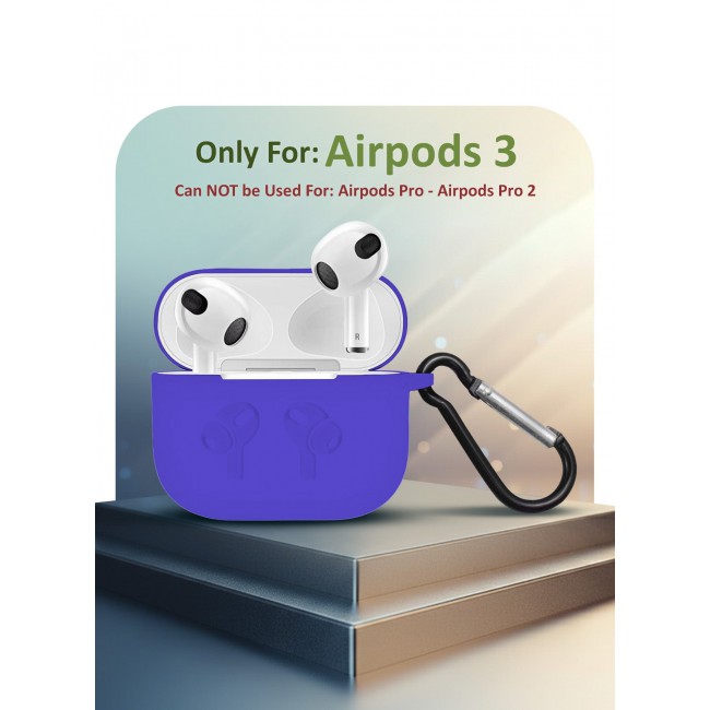 MARGOUN Compatible With AirPods 3 (3rd Generation) 2021 Soft Silicone Case Cover with Keychain - Shock-Resistant And Anti-Scratch- Purple purple